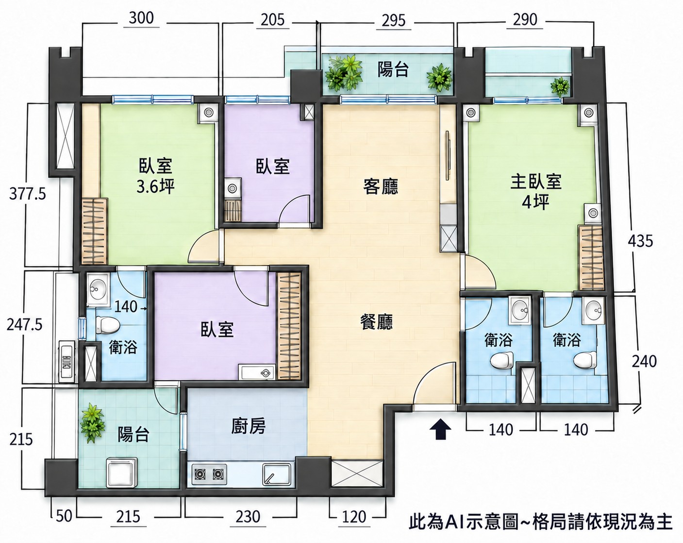 原始四房三衛格局圖